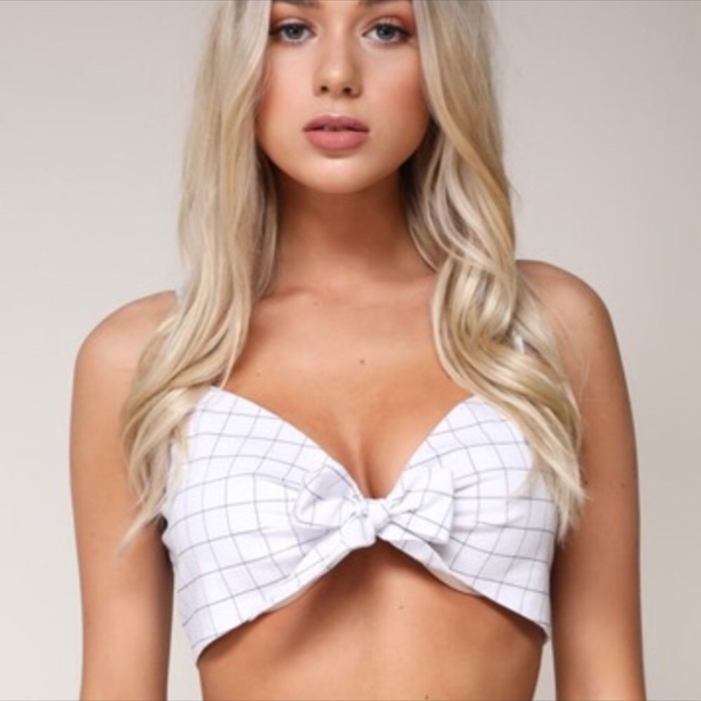 White Matching Set Crop Top Skater Skirt Skort - Picture 6 of 7